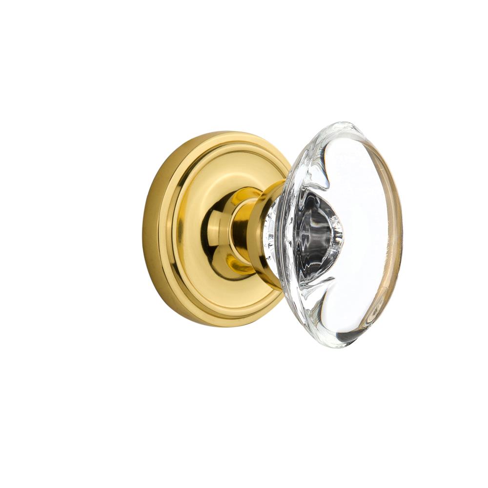 Nostalgic Warehouse CLAOCC Passage Knob Classic Rose with Oval Clear Crystal Knob in Polished Brass